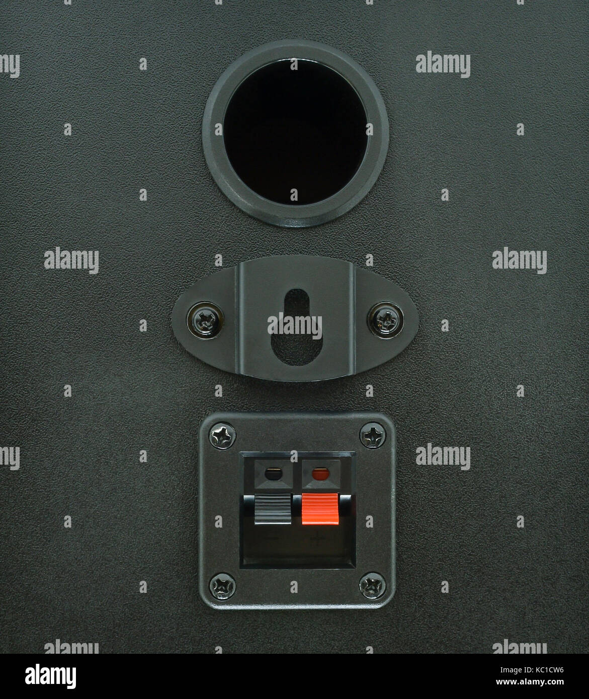 Stereo Lautsprecher in Holzkiste audio Lautsprecher hinten Stockfoto