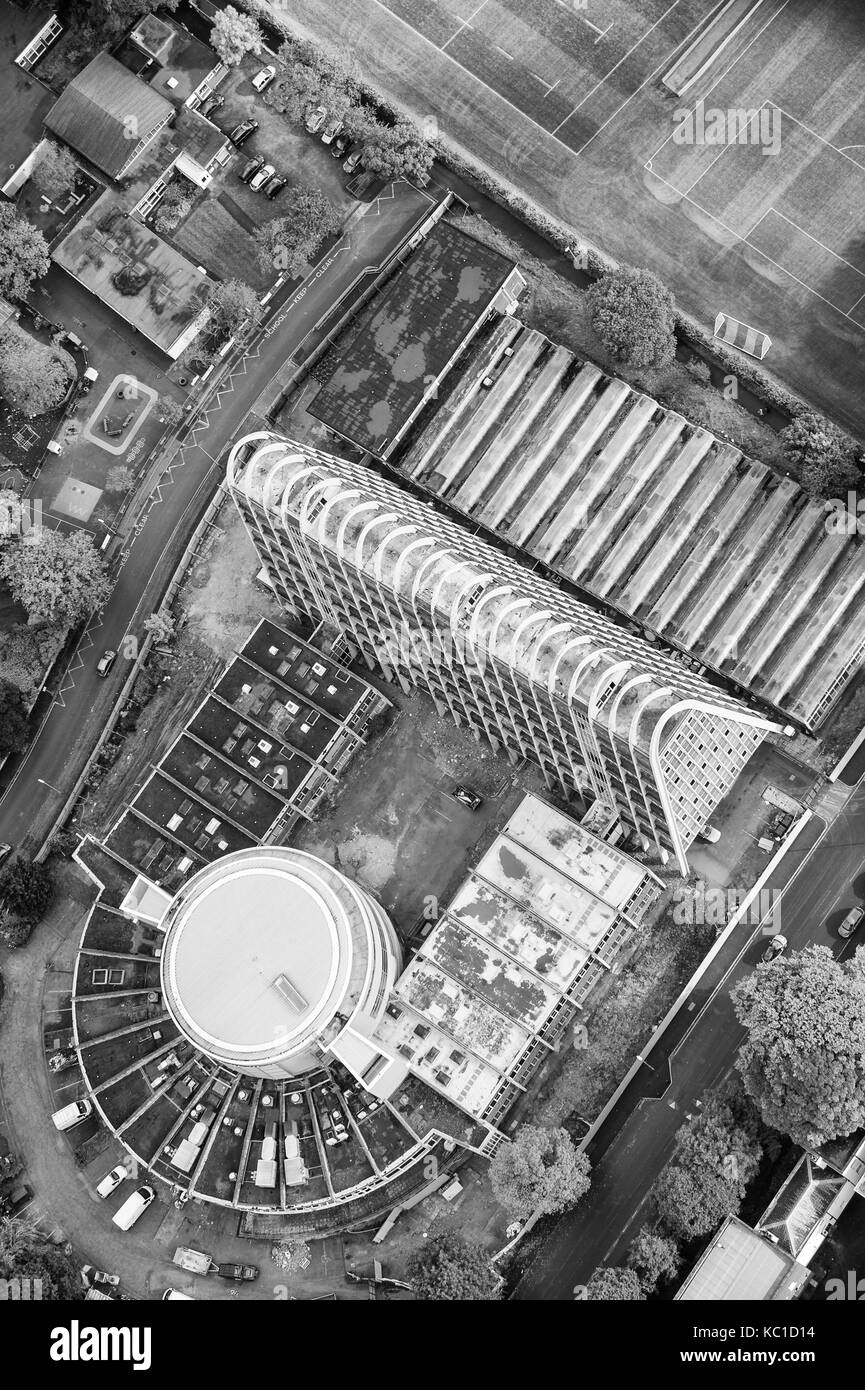 Luftbild von Toastrack Gebäude Manchester Stockfoto