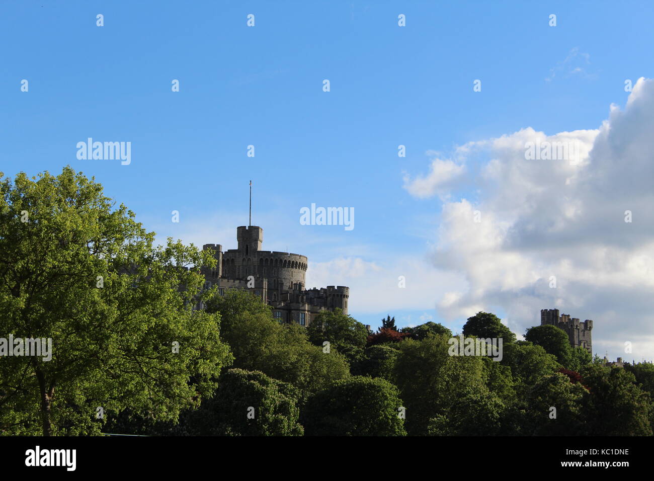 Windsor Castle, die durch die Bäume von dem großen Park Stockfoto