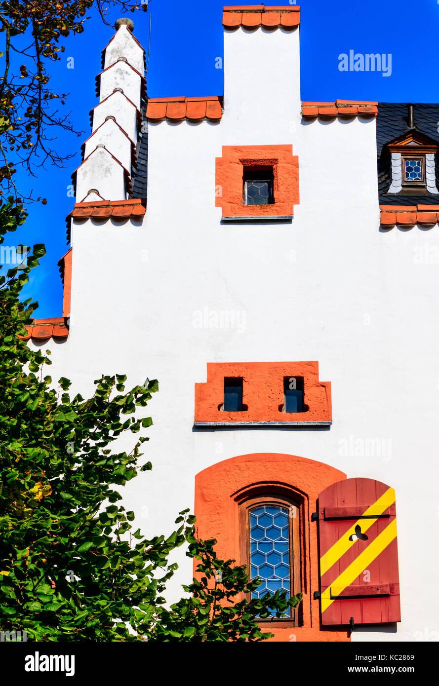 Spät Mittelalterlichen (erbaut 1536) Huttenschloss des Kurortes Bad Soden Taunus, Deutschland. Stockfoto