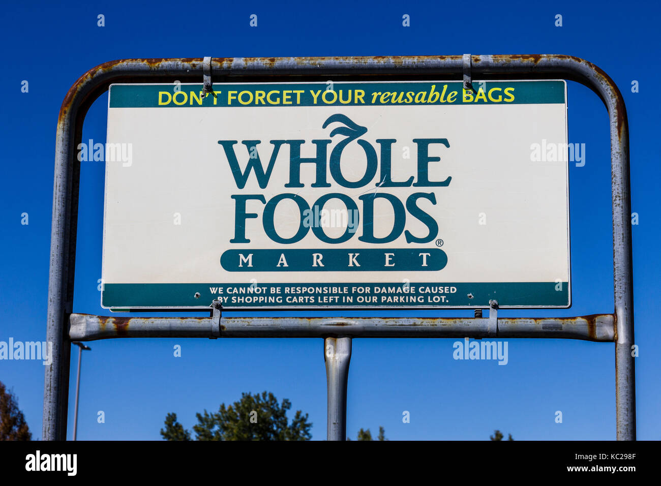 Indianapolis - ca. September 2017: Whole Foods Market. Amazon eine Vereinbarung bekannt gegeben, Whole Foods für $13,7 Milliarden IX zu kaufen Stockfoto
