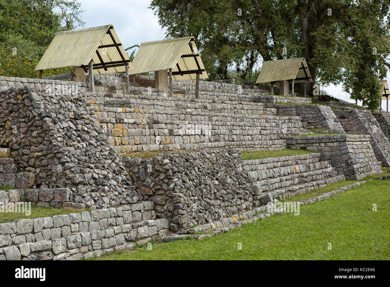 Dezember 23, Lagunas de Montebello 2014 Nationalpark, Mexiko: geschützte Schnitzereien an der chinkultic Ruinen der Maya im klassischen Zeitalter Stockfoto