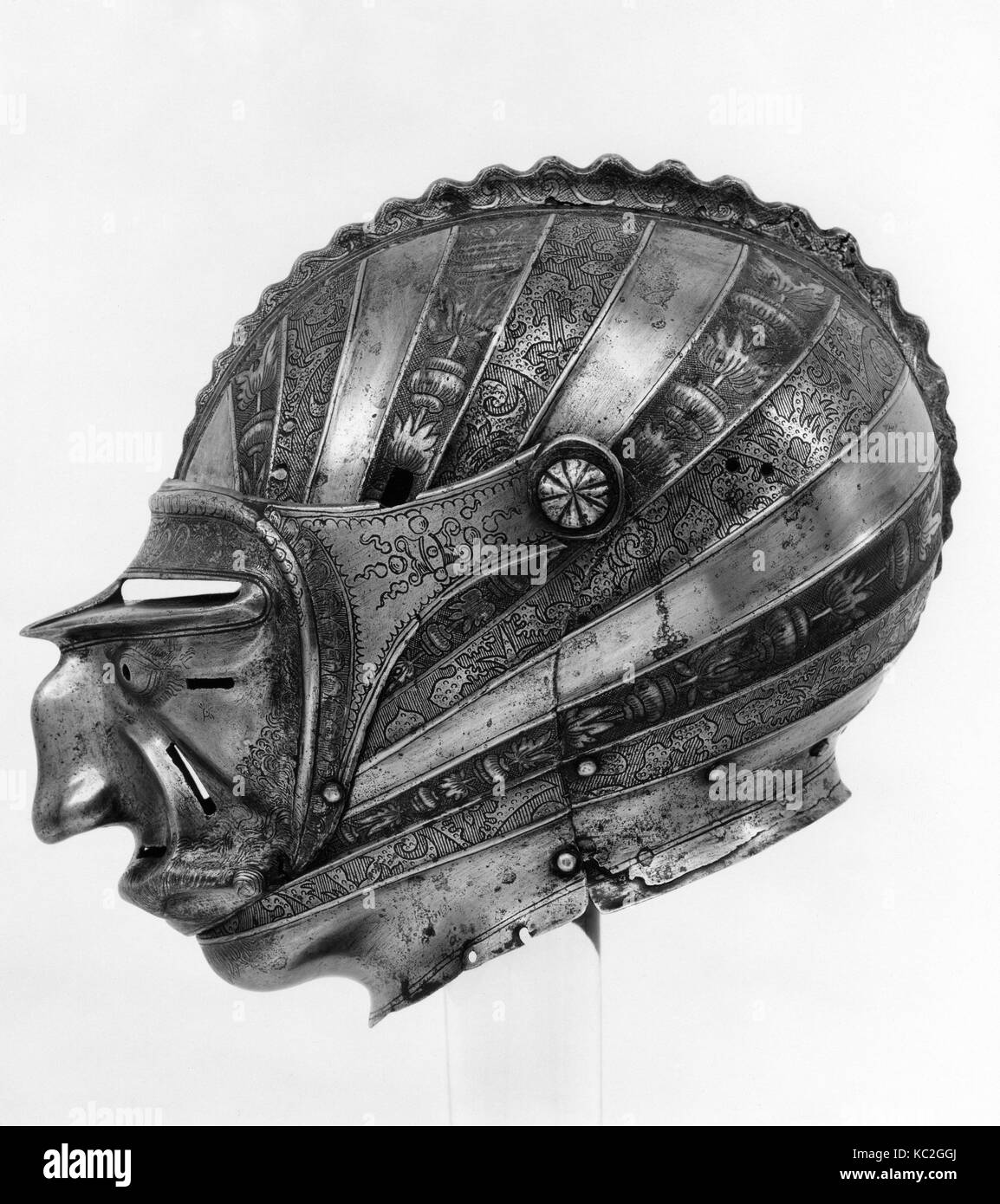 Schließen Helm mit Maske Maske in Form eines menschlichen Gesichts, Ca. 1515 Stockfoto