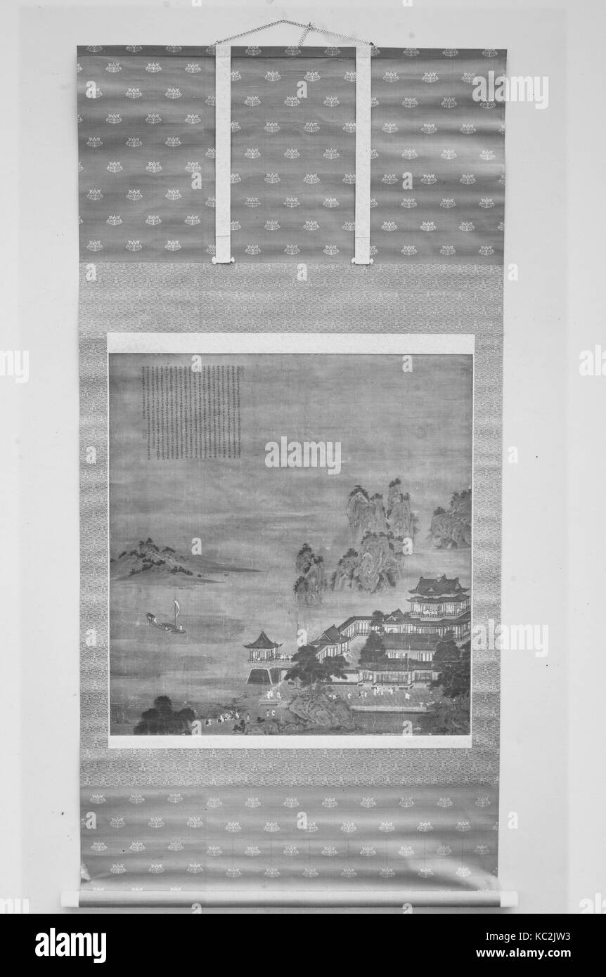 Einen Tang Palace, Ming Dynastie (1368 - 1644), China, Hängerolle, Tusche und Farbe auf Seide, Bild: 33. × 30 cm. (83,8 × 78,1 Stockfoto