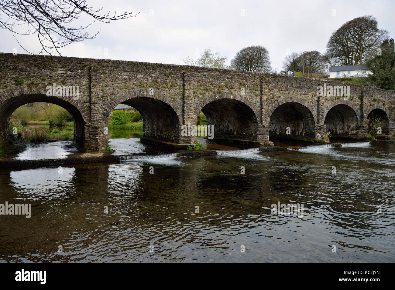 Withypool Brücke und den Fluss barle Exmoor, Somerset Stockfoto