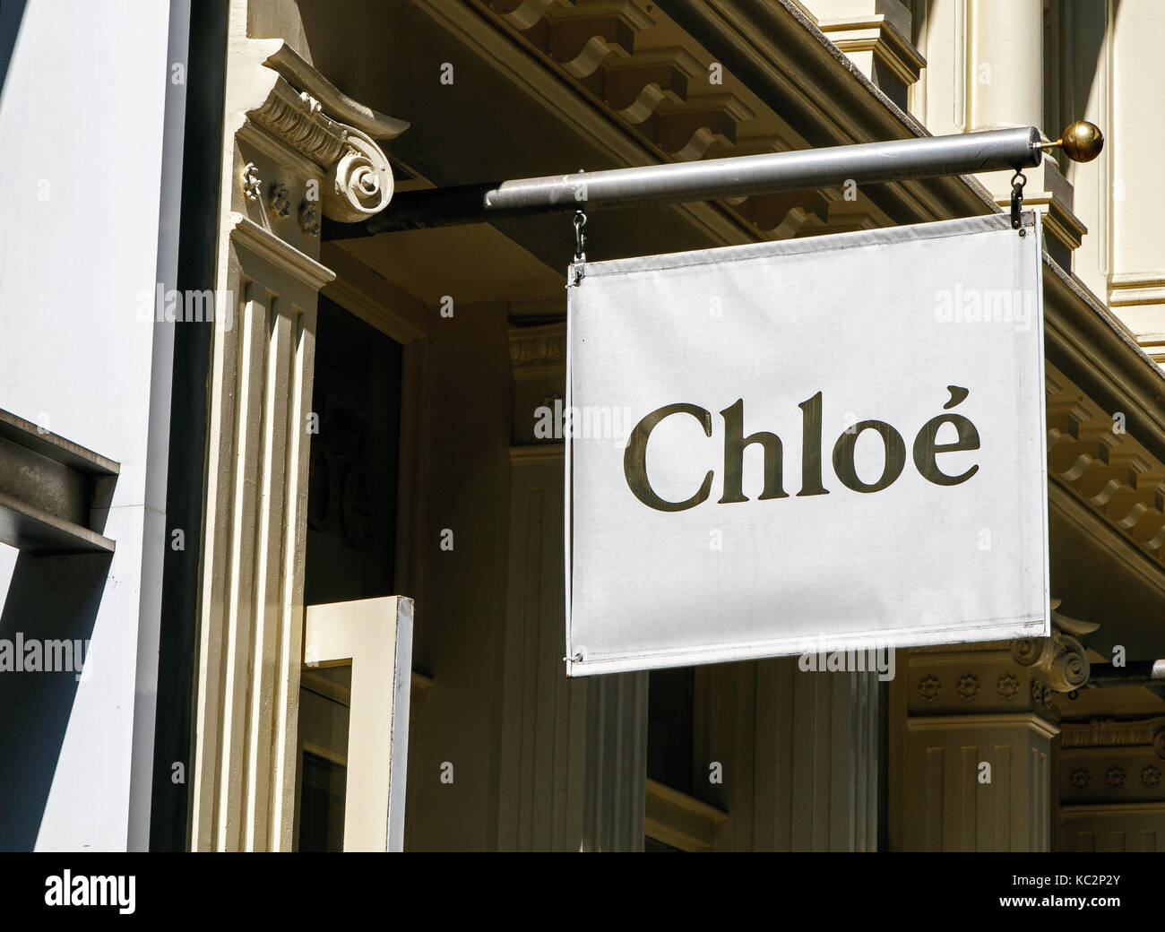 Chloe Banner über dem Eingang zu ihrer Stores in SoHo ausgesetzt. Stockfoto