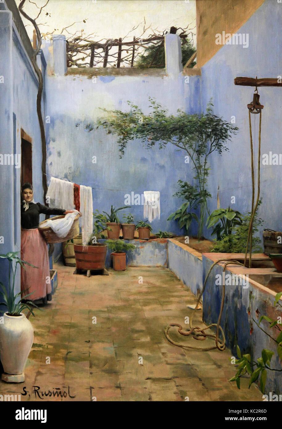Die Blauen Terrasse in Sitges 1892 von Santiago Rusinol oder Santiago Rusiñol ich Prats 1861-1931. spanischer Maler, Dichter und Dramatiker. Katalanischen Modernisme. Stockfoto