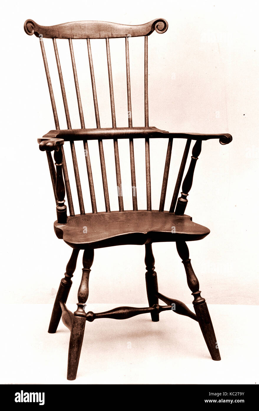 Sessel, 1750 - 1800, Made in USA, US-amerikanischen, Kiefer, Esche, Ahorn, 43 x 25 x 15 in. (109,2 x 63,5 x 38,1 cm), Möbel Stockfoto