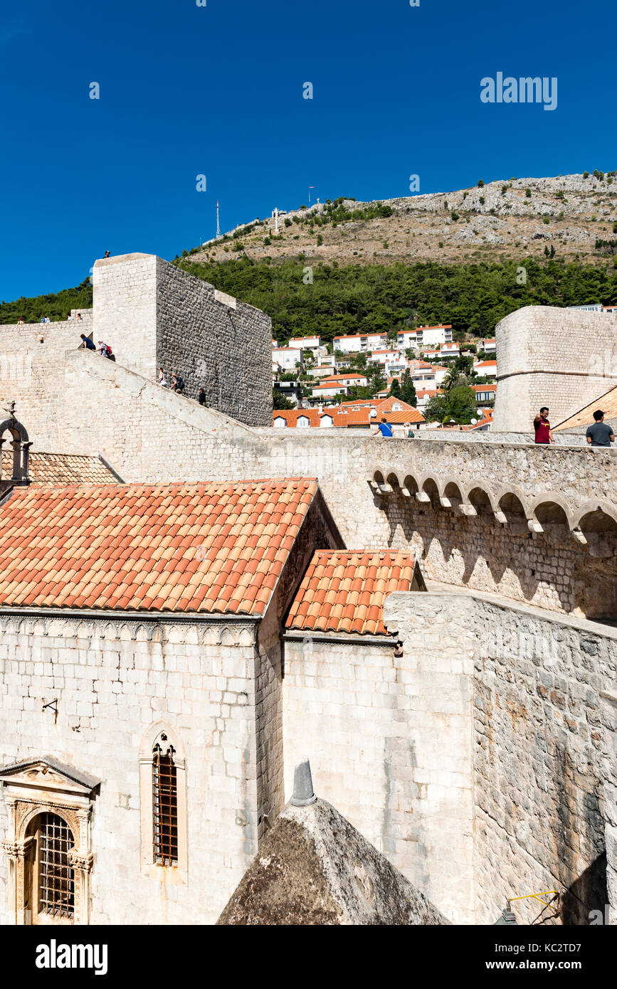 Die alten Stadtmauern Dubrovnick Stockfoto