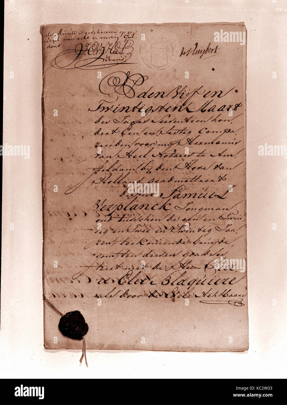 Ehevertrag, 1761, Amsterdam, Nordholland, Niederlande, Niederländische, Papier, 12 5/8 x 8 in. (32,1 x 20,3 cm), Natürliche Stockfoto
