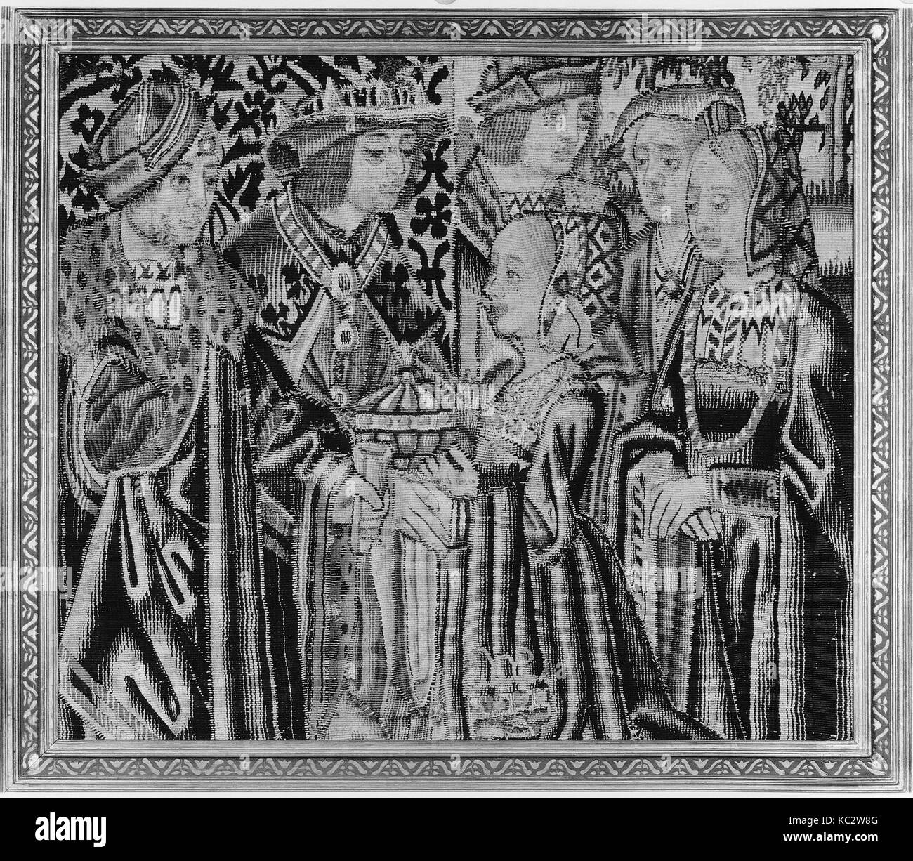Höfische Szenen, Ca. 1510 - 25, Niederländischen, Wolle Warp; aus Wolle und Seide Tressen, Gesamt: 27 7/8 x 25 5/8 in. (70,8 x 65,1 cm Stockfoto
