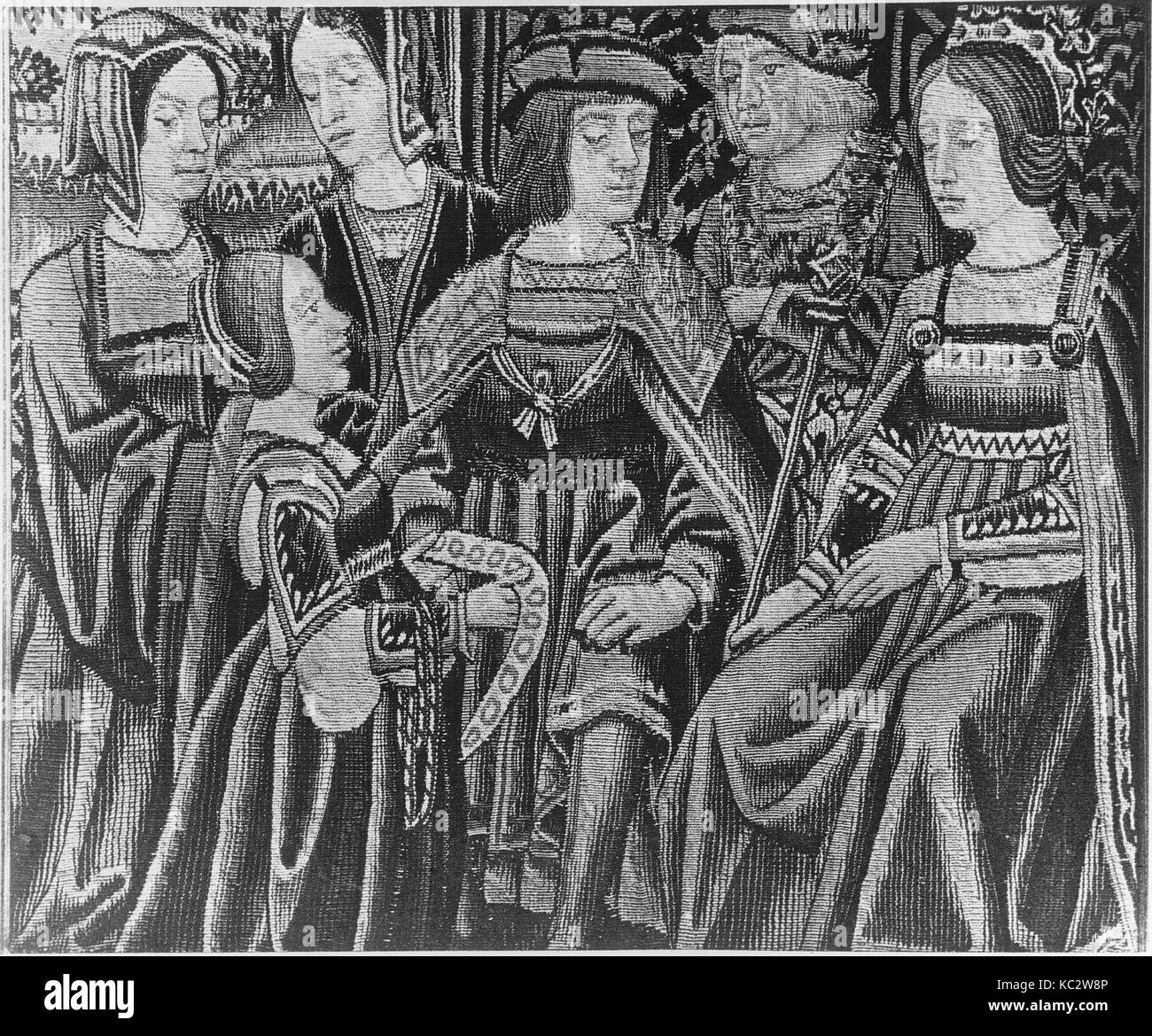 Höfische Szenen, Ca. 1510 - 25, Niederländischen, Wolle Warp; aus Wolle und Seide Tressen, Gesamt: 22 1/2 x 26 1/2 in. (57,1 x 67,3 cm Stockfoto