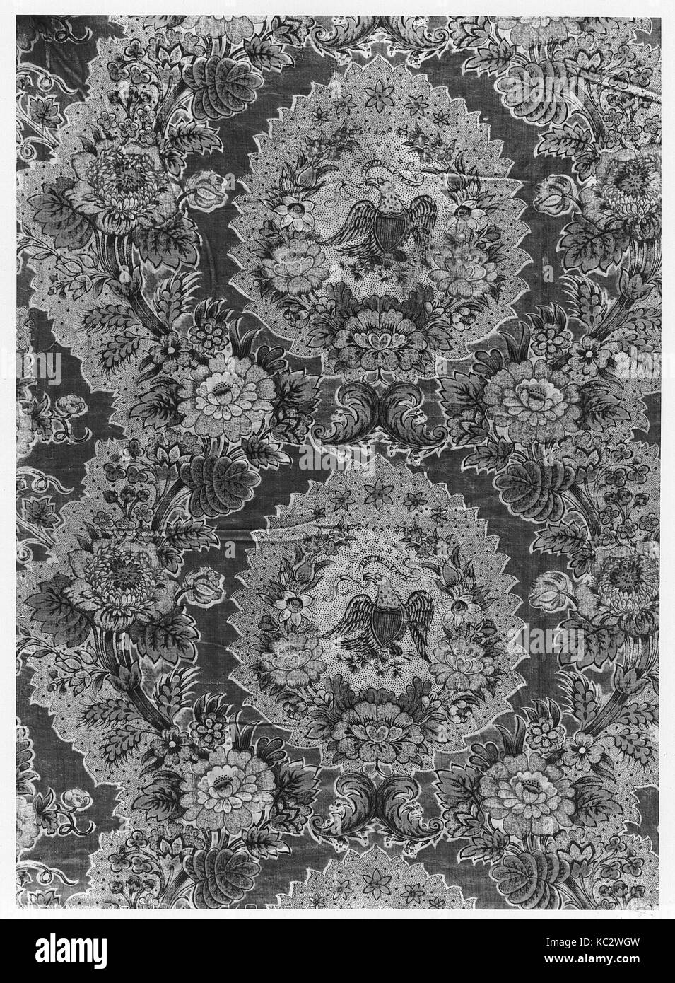 Stück, Ca. 1830, British, Baumwolle, L. 38 1/4 x W. 25Zoll (97,2 x 63,5 cm), Textiles-Printed Stockfoto