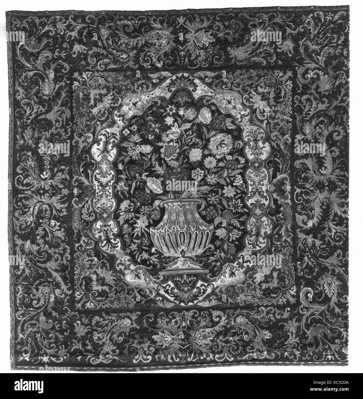 Teppich, 1743, British, H. 92 1/2x W. 88Zoll, Textiles-Rugs Stockfoto