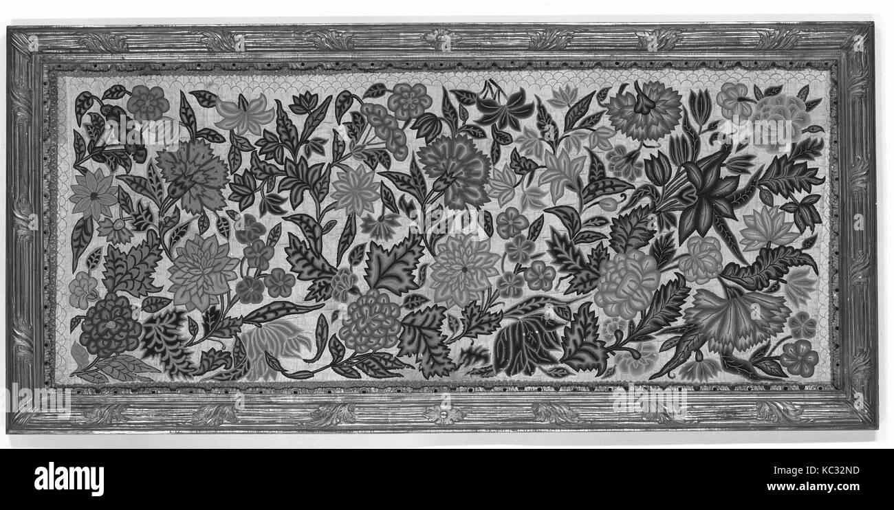 Panels, im ersten Quartal des 18. Jahrhunderts, Britischen, Seide auf Leinen, H. 21 1/2x L.50 1/2 Zoll (54,6 x 128,3 cm), gerahmt: H.27x W. 5. Stockfoto