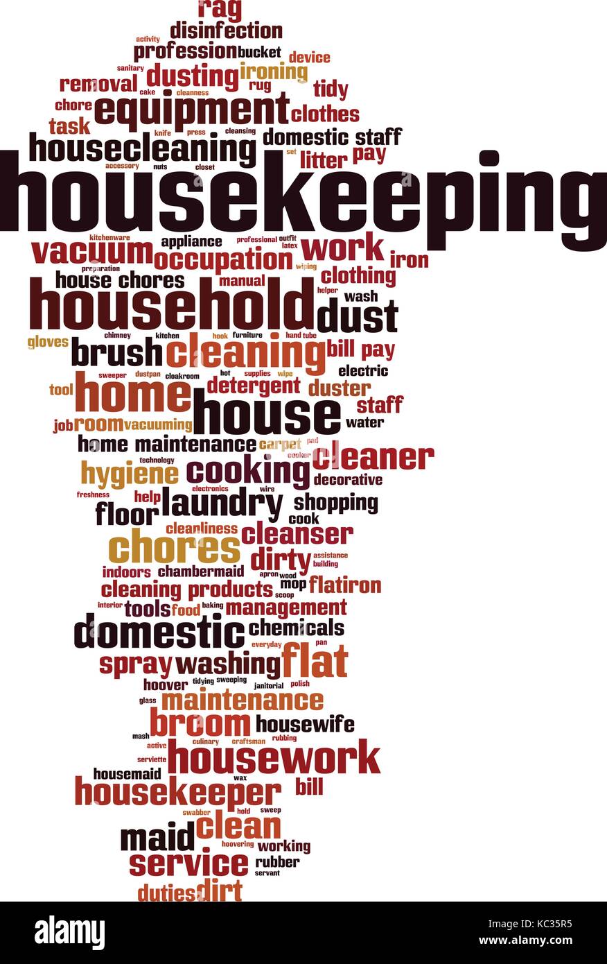 Die allgemeine Ordnung und Sauberkeit Wort cloud Konzept. Vector Illustration Stock Vektor