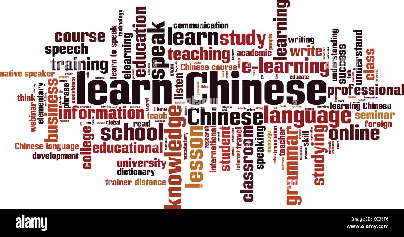 Chinesische Wort Lernen cloud Konzept. Vector Illustration Stock Vektor