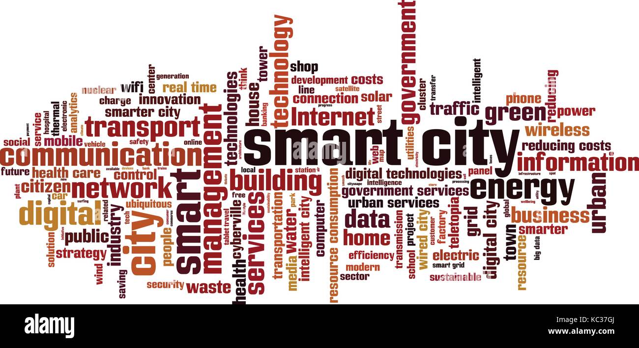 Smart City Wort cloud Konzept. Vector Illustration Stock Vektor