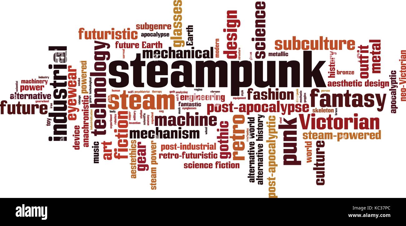 Steampunk Wort cloud Konzept. Vector Illustration Stock Vektor