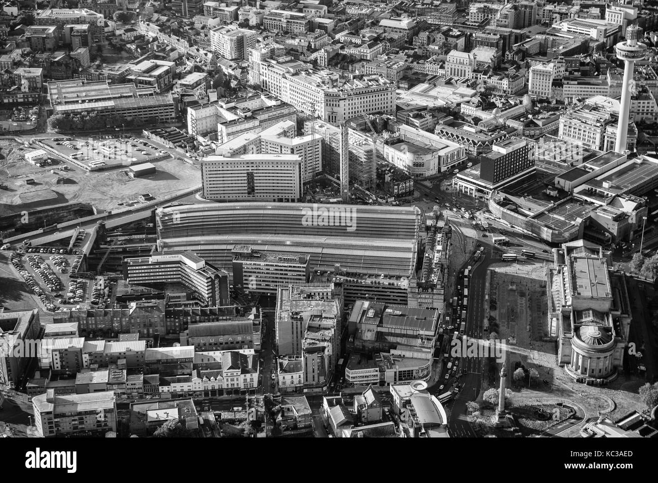 Luftbild vom Bahnhof Liverpool Lime Street Stockfoto