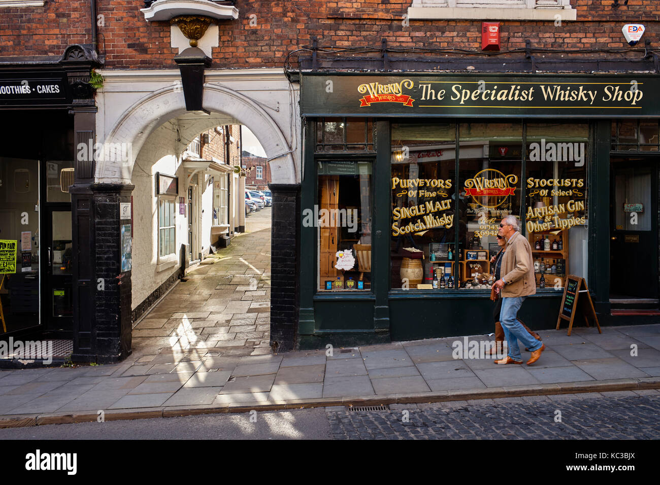 Wrekin specialist Whisky Shop in Shrewsbury Stockfoto