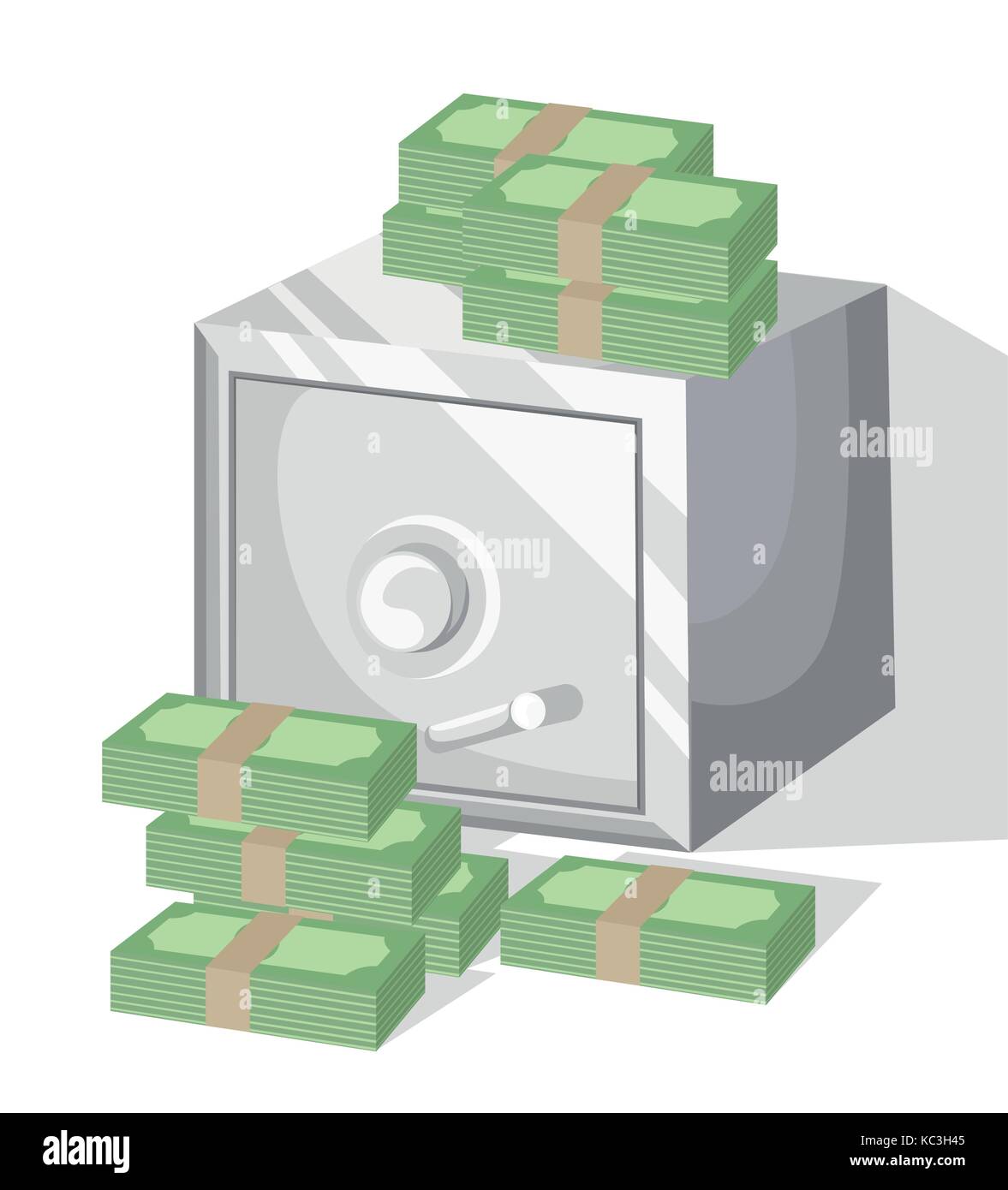 Metall Bank sichere Vektor Symbol in einem flachen Stil. Geschlossen sicher auf einem farbigen Hintergrund isoliert. Konzept des Symbols sicher Schatten an der Unterseite. Einfache illus Stock Vektor