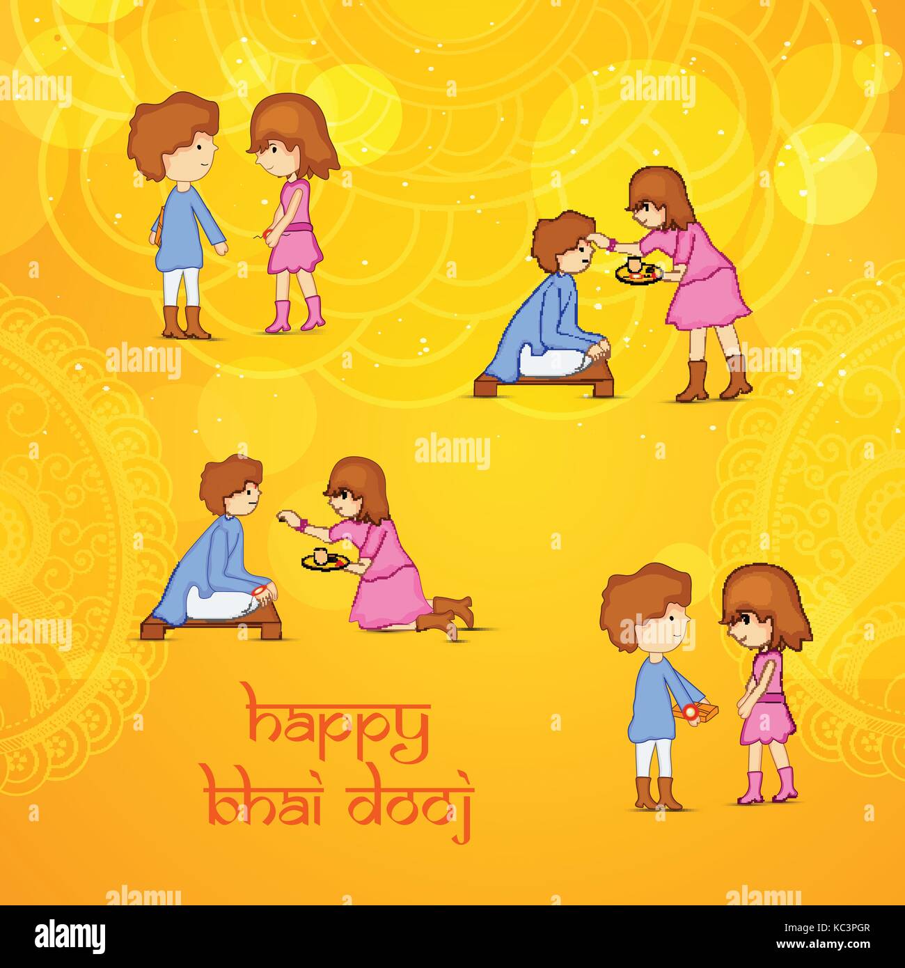 Abbildung: Elemente der Hindu festival Bhai dooj Hintergrund Stock Vektor