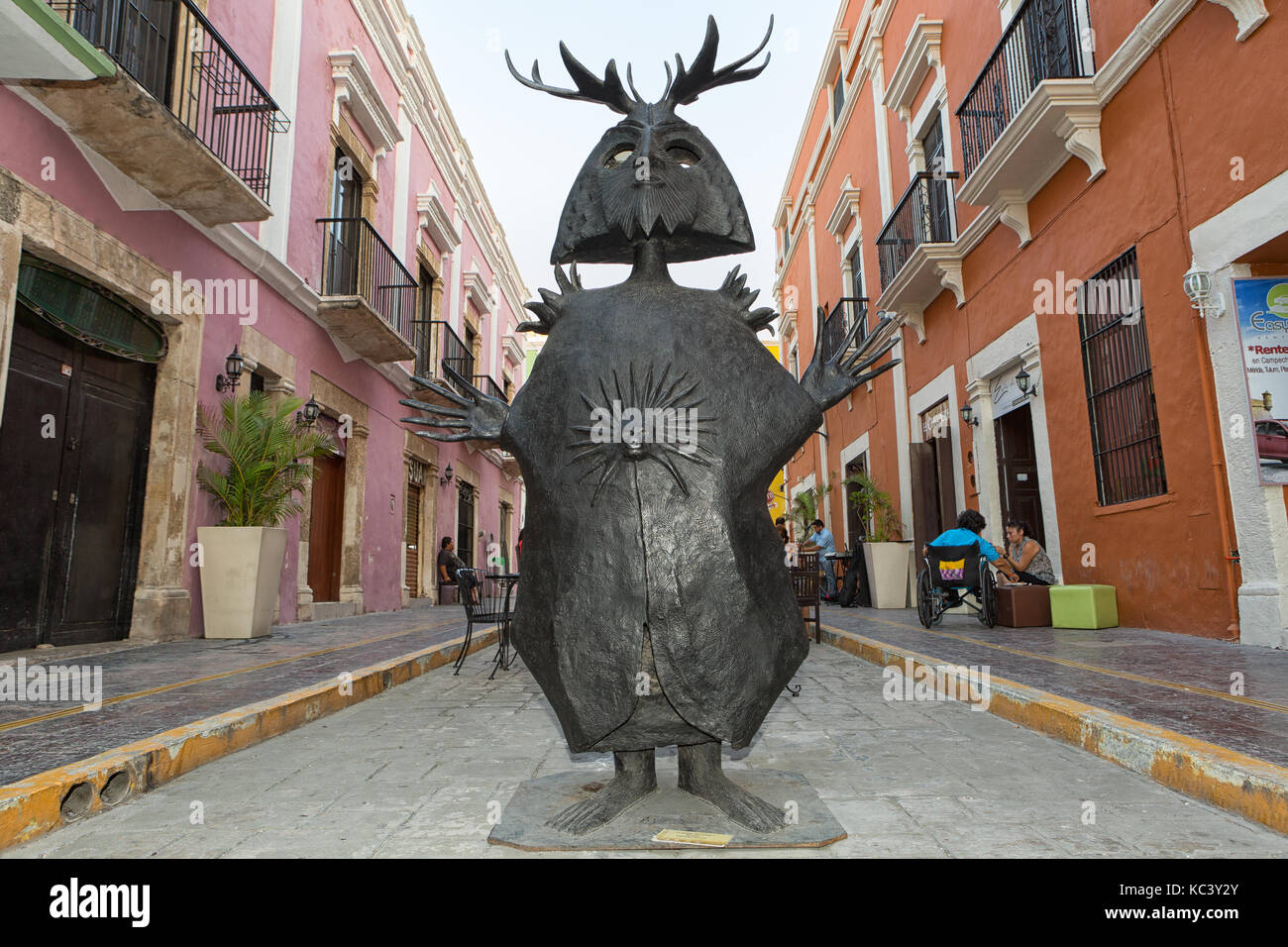 April 19, 2014 Campeche, Mexiko: closeup details eines Leonore Carrington surrealistischen Statue öffentlich ausgestellt auf der Straße, die von der Unesco zum Welt herita Stockfoto