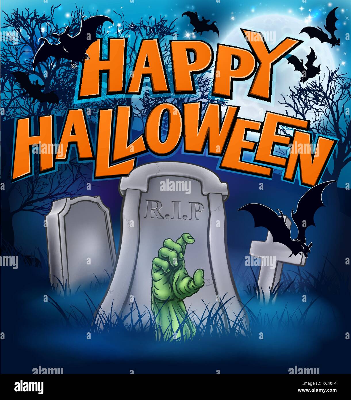 Happy Halloween Monster Zombie Cartoon Zeichen Stock Vektor