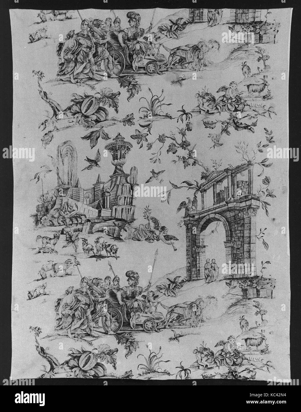 Stück, Ca. 1770, British, Baumwolle, L. 54 1/2x W. 41 3/4 Zoll, Textiles-Printed Stockfoto