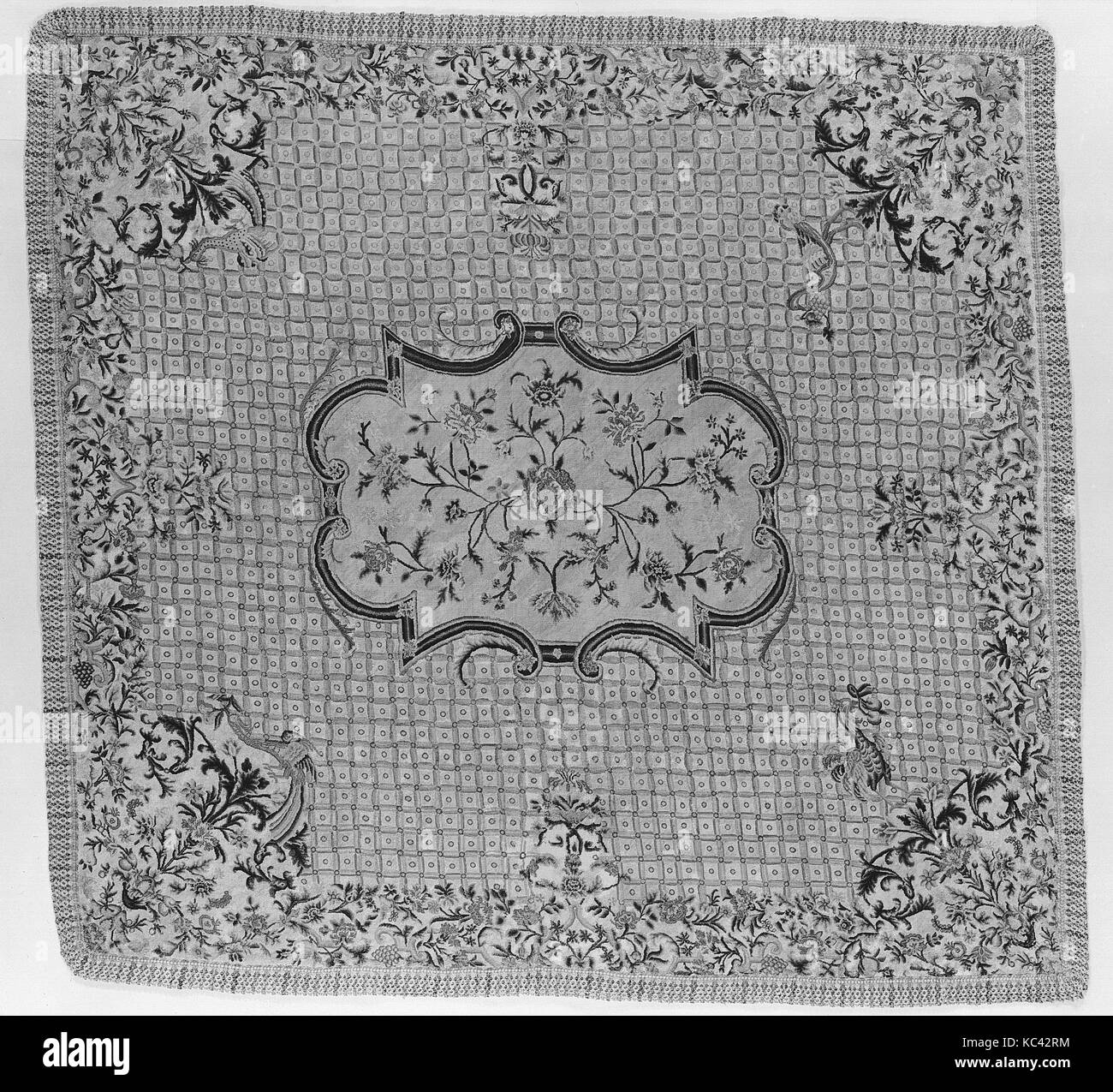 Teppich, 18. Jahrhundert, Französisch, Seide, L. 73 1/4 x 69 1/2 Inch, W. Textiles-Rugs Stockfoto