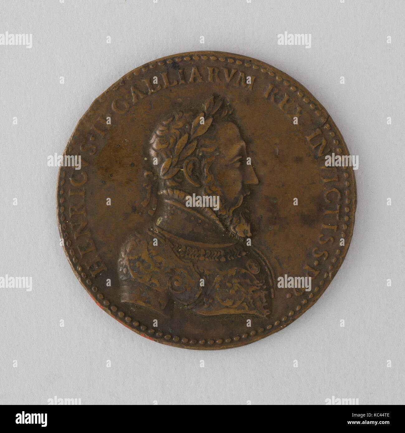 Medaille mit Heinrich II. von Frankreich, 1552, Französisch, Bronze, Diam. 2 1/8 in. (5,4 cm); Stärke 1/8 in. (0,3 cm); Wt. 1.2 oz. (34 g Stockfoto