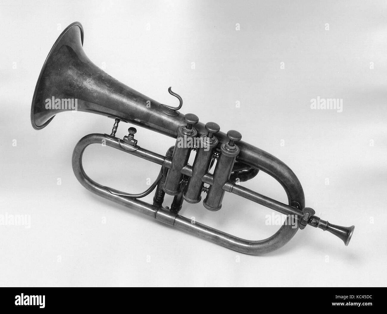 Sopranino Cornet in E-flat, Ca. 1900, Paris, Frankreich, Französisch, Messing, Gesamt: 13,2 x 33,6 cm (5 1/4 x 13 1/4 in), Aerophone-Lip Stockfoto