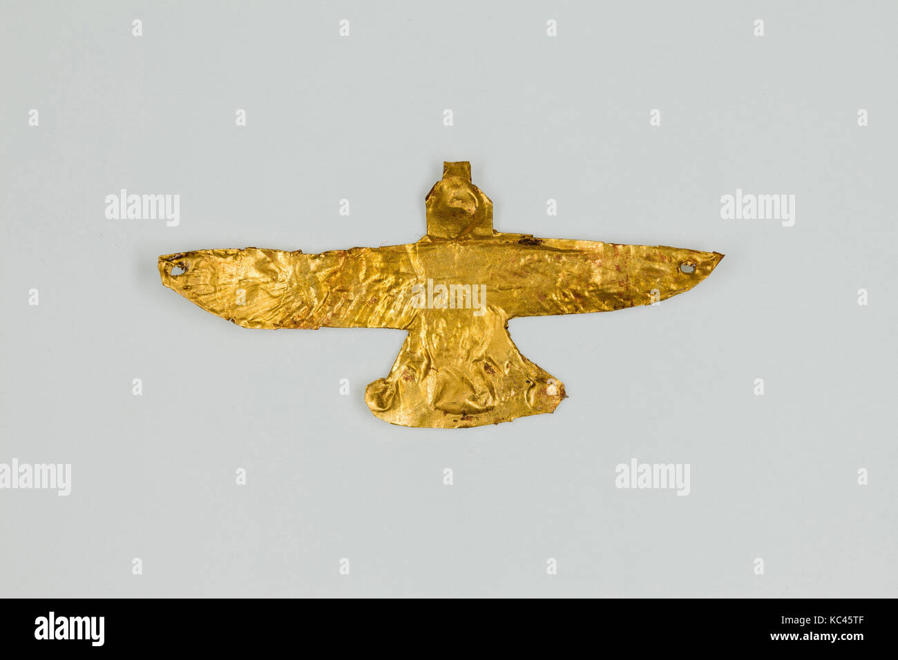 Ba-Vogel Amulett, Spätzeit, Dynastie 26 - 29, 664 - 380 v. Chr., aus Ägypten, Memphite Region, Saqqara, goldene Blatt, l. 4,5 cm (1 3/4 in Stockfoto