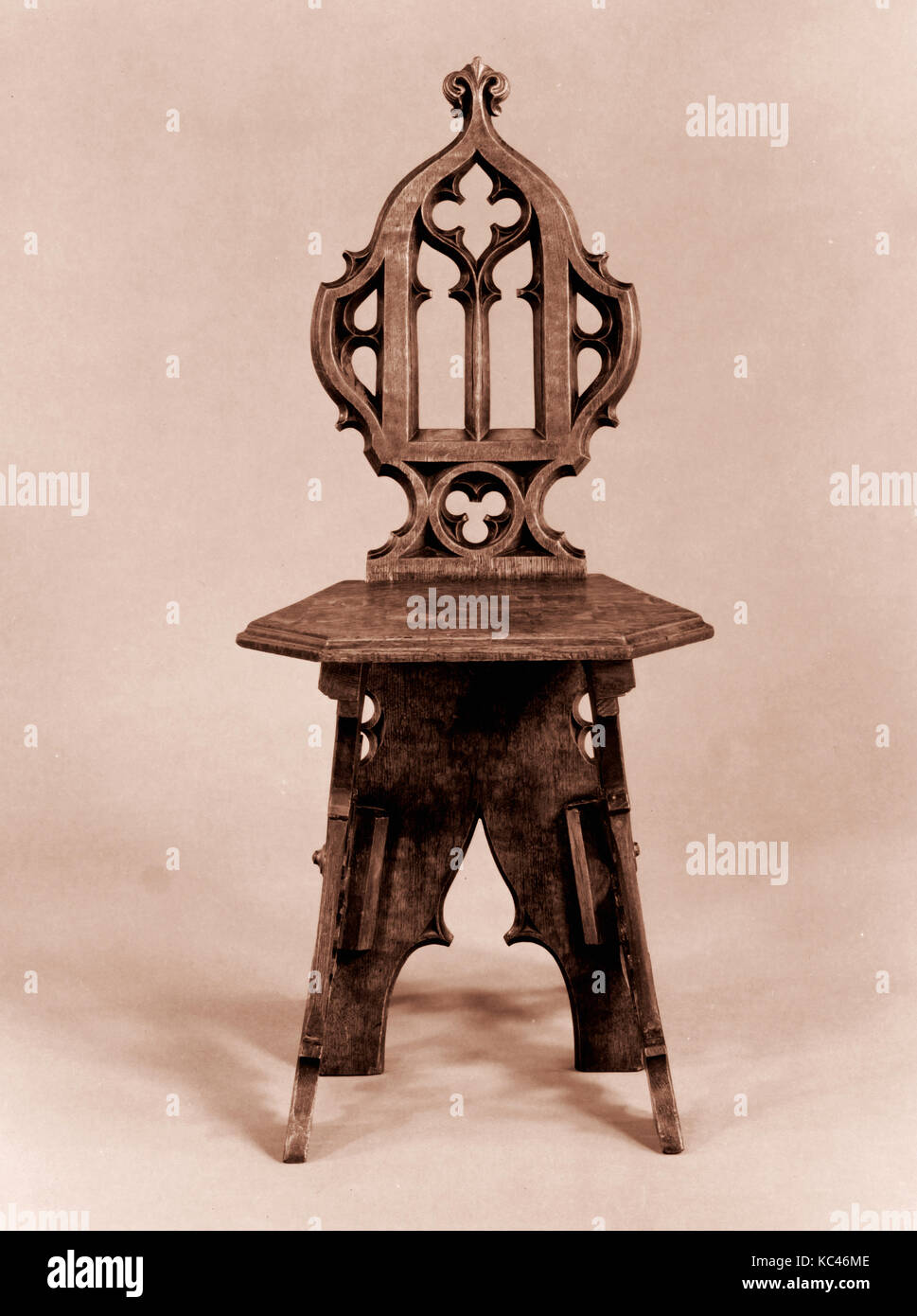 Stuhl, Ca. 1860, in New York, USA, US-amerikanischen, Eiche, 35 1/2 x 15 7/8 x 17 in. (90,2 x 40,3 x 43,2 cm), Möbel Stockfoto