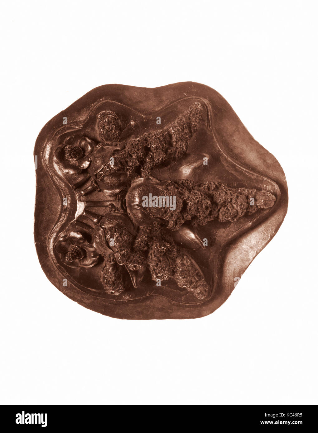 Full-size Muster in Form von Baumwolle für angewandte Motiv an der Basis der Griff des Bryant Vase, Tiffany & Co., Ca. 1875 Stockfoto