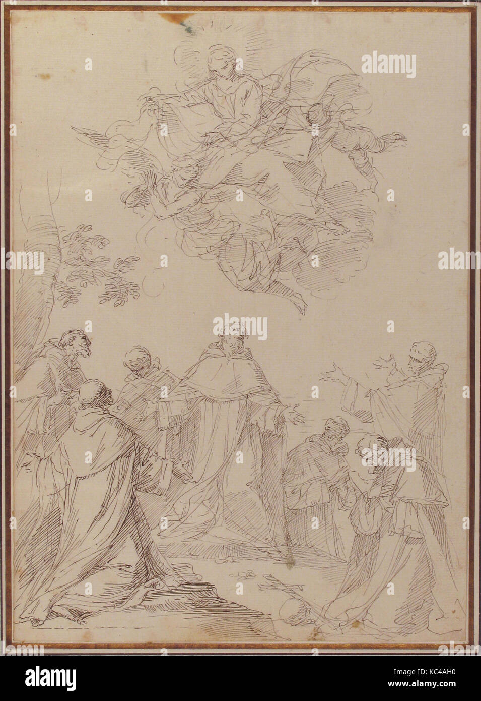 Die Jungfrau, die Gewohnheit zu den Sieben Väter der Servite Ordnung, Donato Creti, 1671 - 1749 Stockfoto