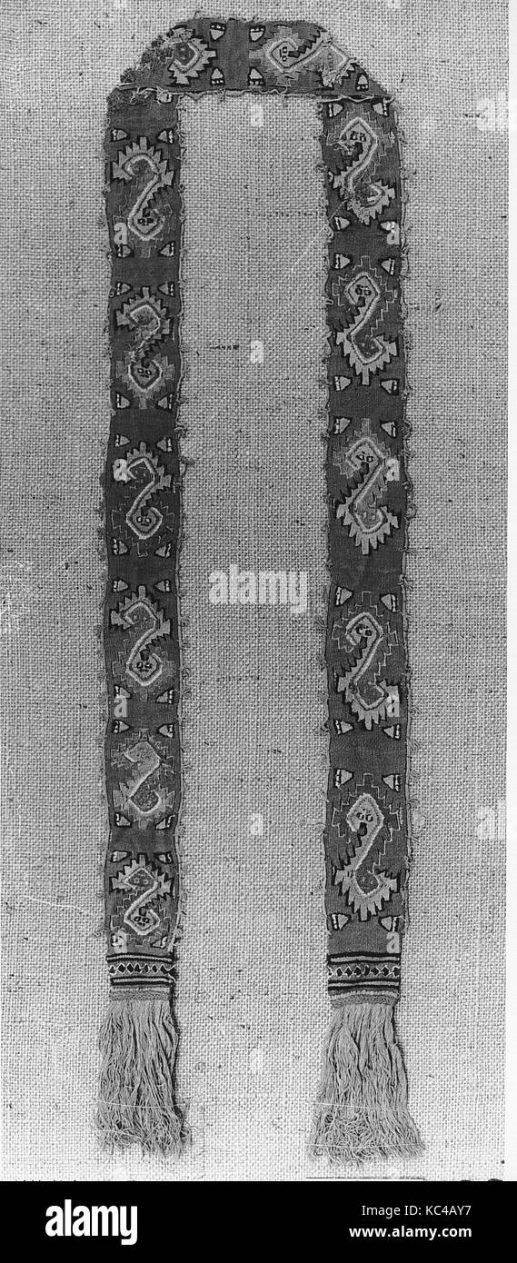 Schärpe, 10. - 15. Jahrhundert, Peru, Chimú, Camelid Haar, Gesamt: 3 x 76 in. (7.62 x 193.04 cm), Textiles-Woven Stockfoto