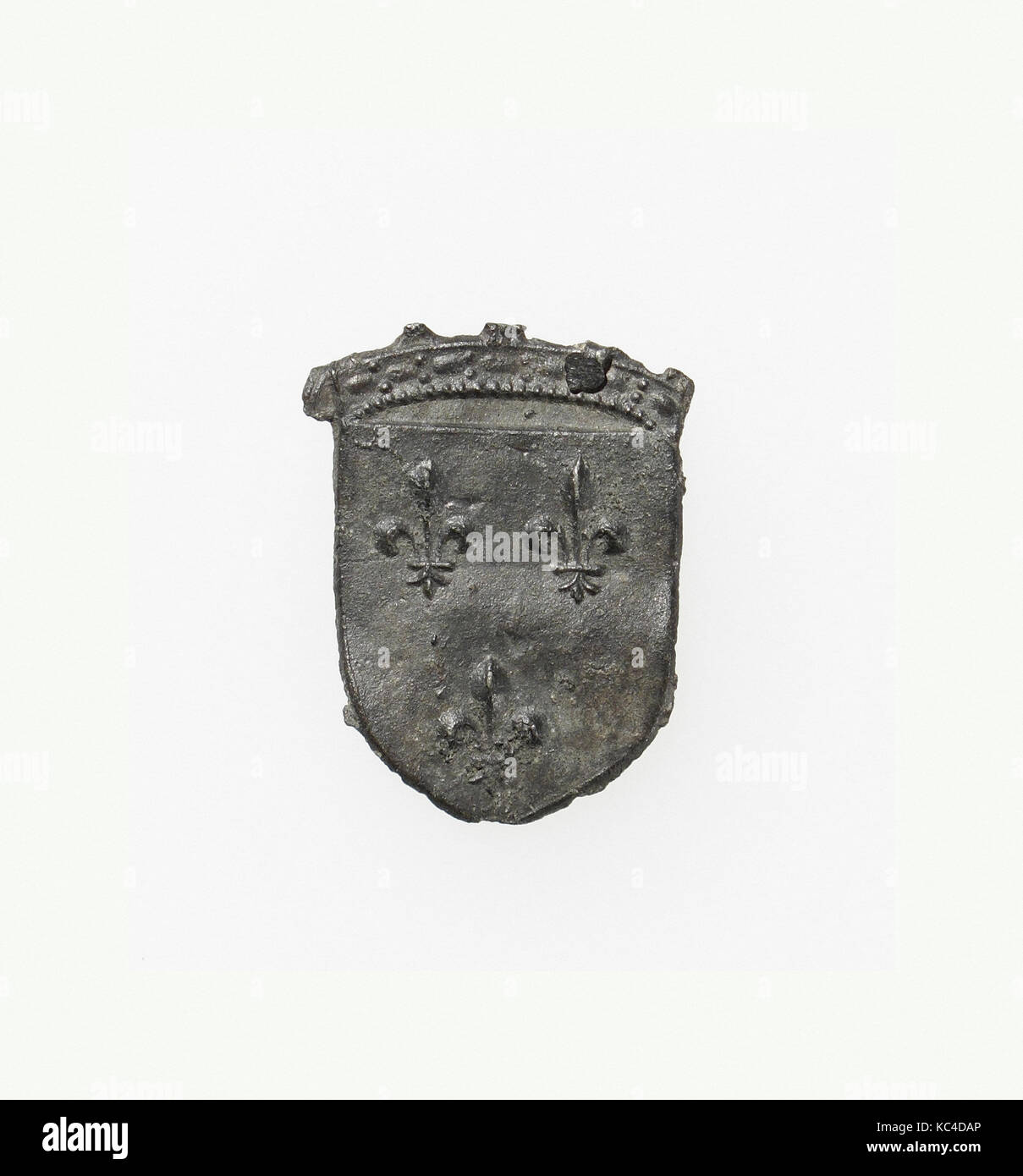 Pilgrim's Badge, 14. - 16. Jahrhundert, Französisch, Blei, Gesamt: 7/8 x 11/16 in. (2.3 x 1.7cm), Metalwork-Lead Stockfoto