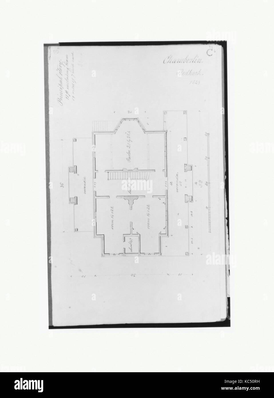 Chamberlin Haus, Red Hook, Brooklyn, New York (Plan der wichtigsten Stock), Alexander Jackson Davis, 1849 Stockfoto