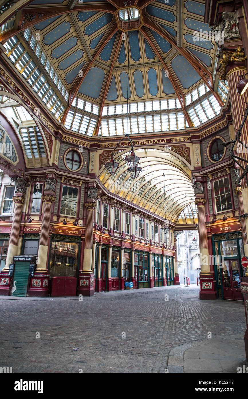 Historische Leadenhall Market London verwendet als für die Winkelgasse, in die Harry Potter Filme Stockfoto