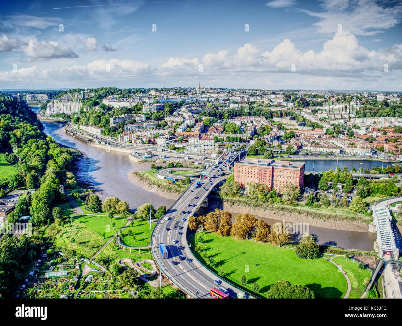Eine Luftaufnahme mit Blick auf die Avon Gorge, Clifton und Hotwells - Bristol Stockfoto