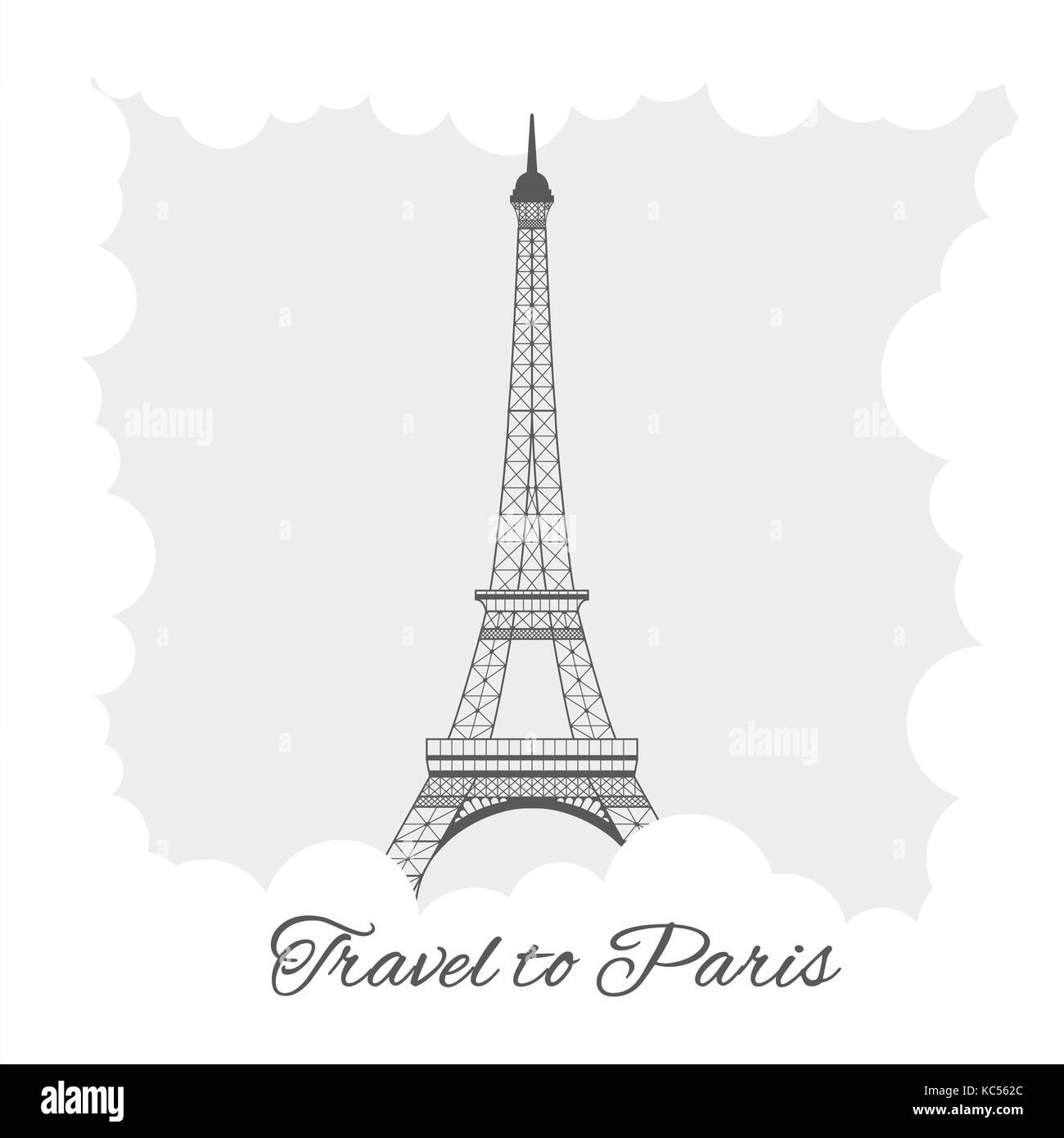 Eiffelturm mit Wolken Stock Vektor