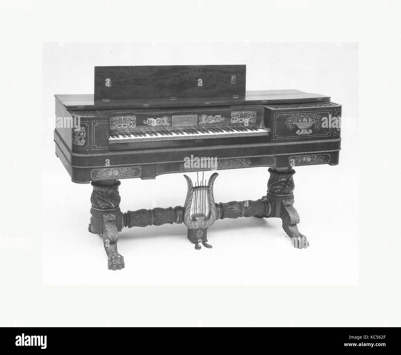 Square Klavier, 1835-38, New York City, New York, United States, US-amerikanischer, verschiedene Materialien, Case Länge (senkrecht zur Tastatur) 7. Stockfoto