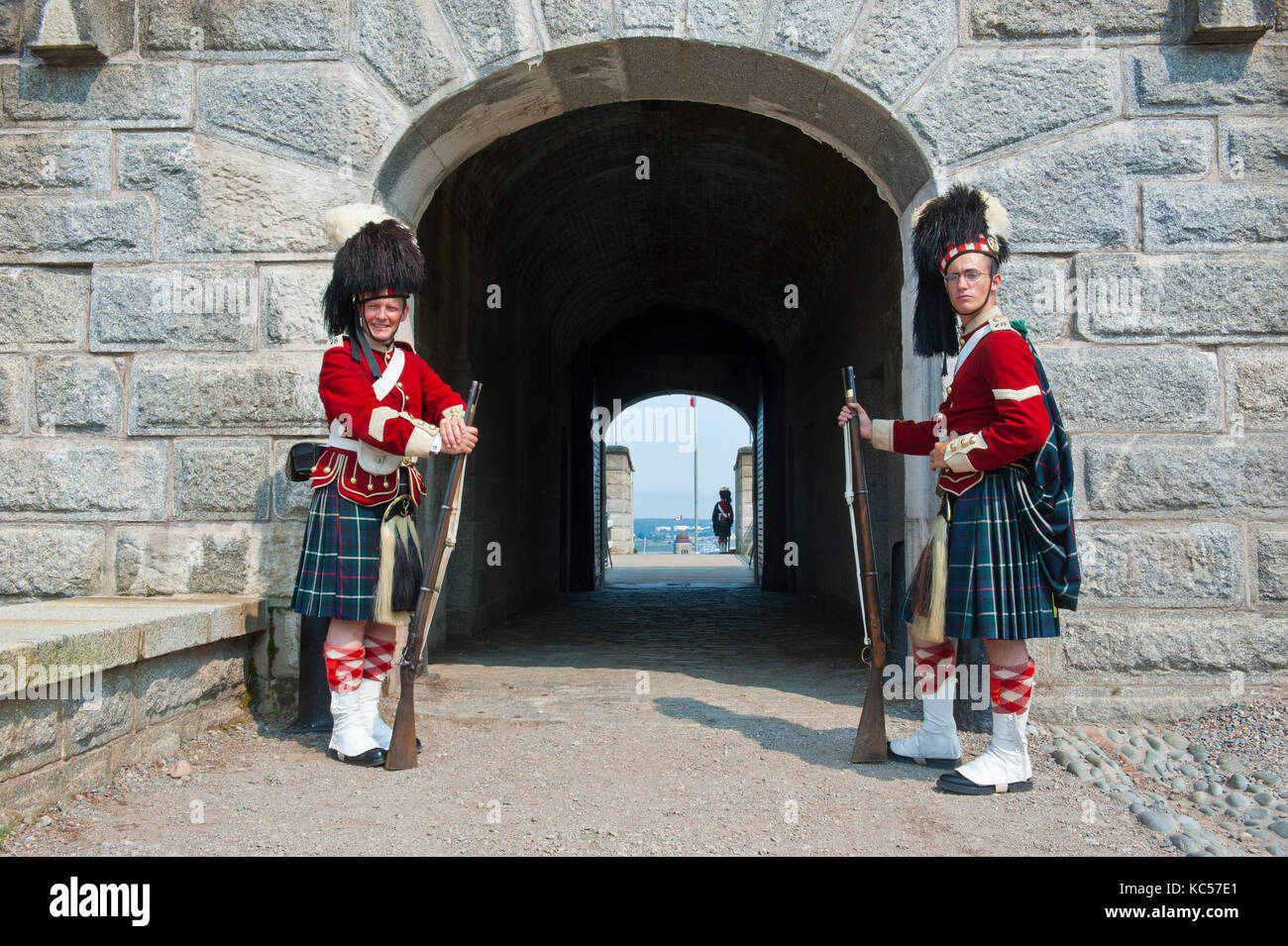 Traditionelle gekleidete Wachen, Fort George, Citadel Hill, Halifax, Nova Scotia, Kanada Stockfoto