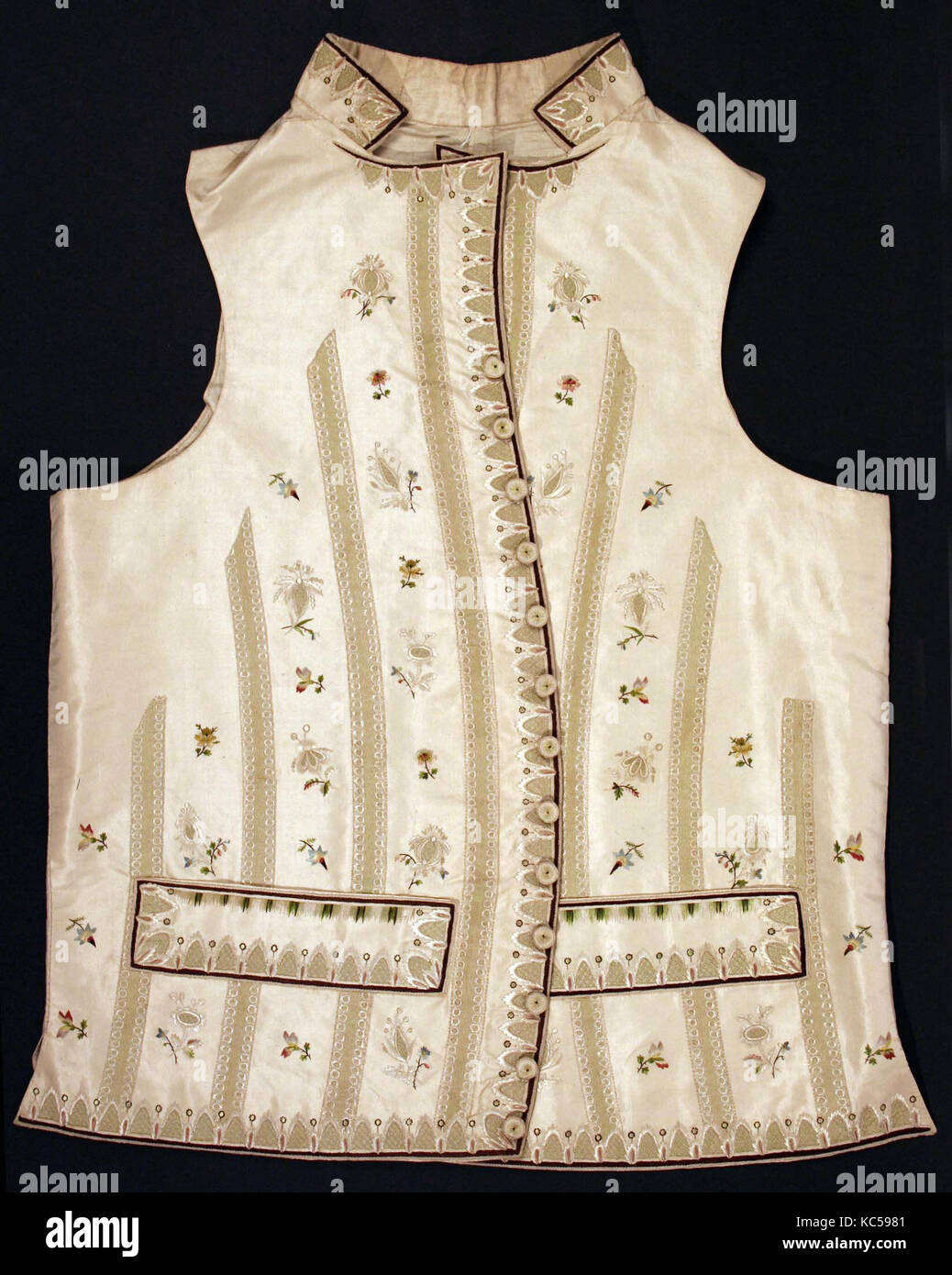 Weste, vierten Quartal aus dem 18. Jahrhundert, Europäische, Seide, Leinen Stockfoto