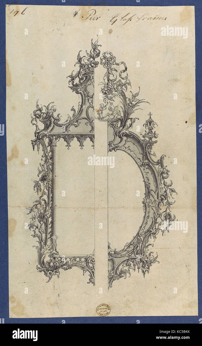 Pier Glasrahmen, in Chippendale Zeichnungen, Bd. I, Thomas Chippendale, Ca. 1753 - 54 Stockfoto