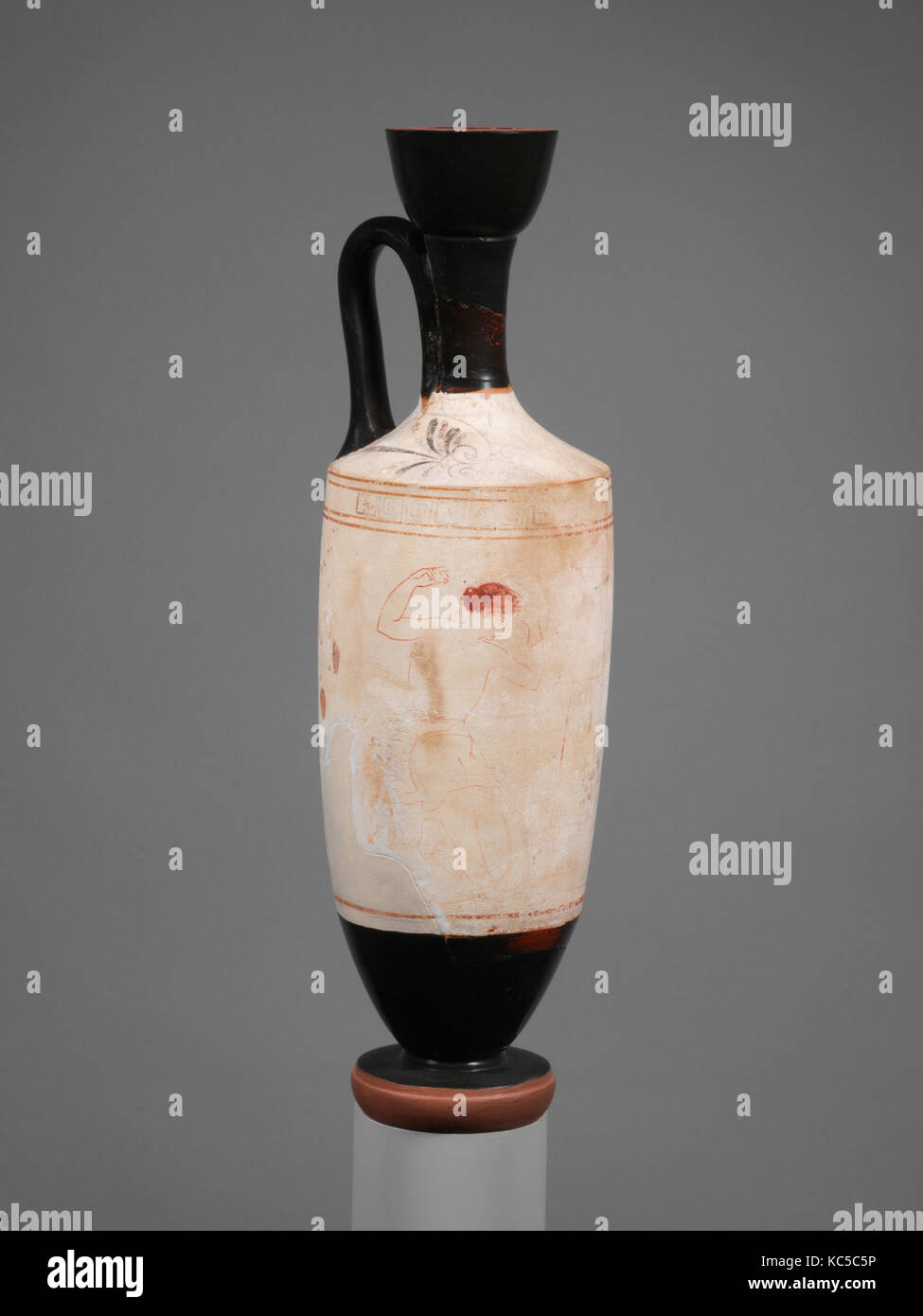 Terrakotta lekythos (Öl Flasche), klassische, Ca. 420 v. Chr., Griechischer, Dachboden, Terrakotta; Weiß, H.: 11 5/16 in. (28,7 cm Stockfoto