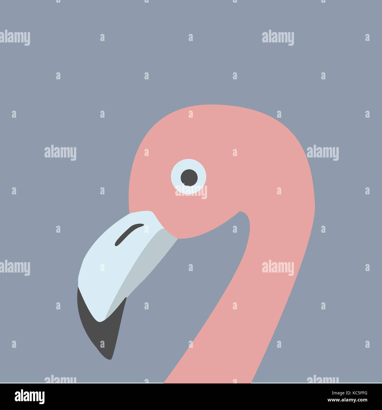 Rosa Flamingo Kopf. Retro Style, blauen Hintergrund. Vector Illustration Stock Vektor