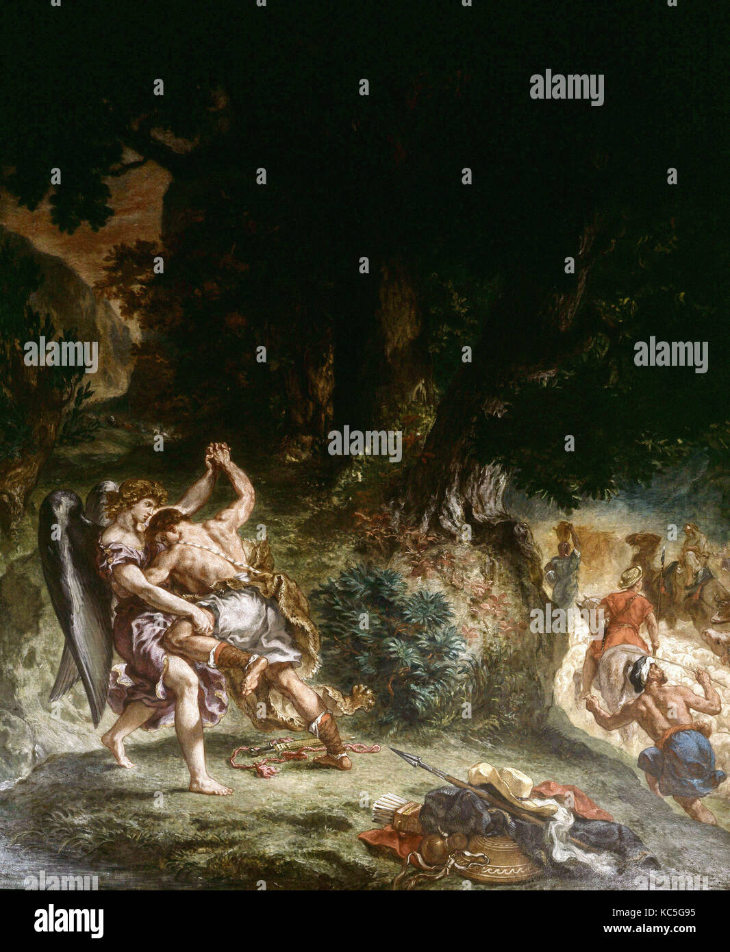 Der Kampf mit dem Engel - Eugene Delacroix, Kirche Saint-Sulpice, Paris Stockfoto